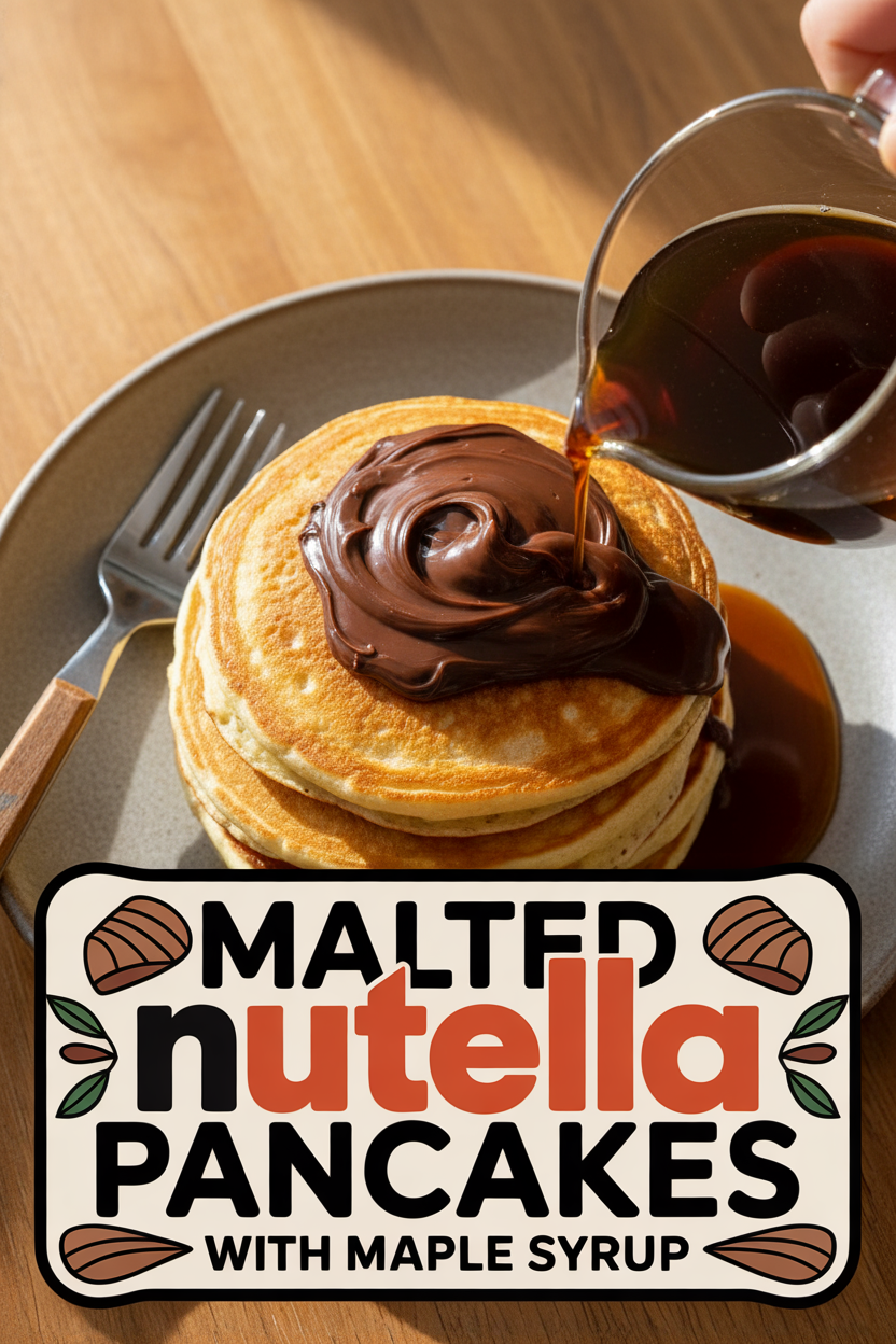 Malted Nutella Pancakes with Maple Syrup