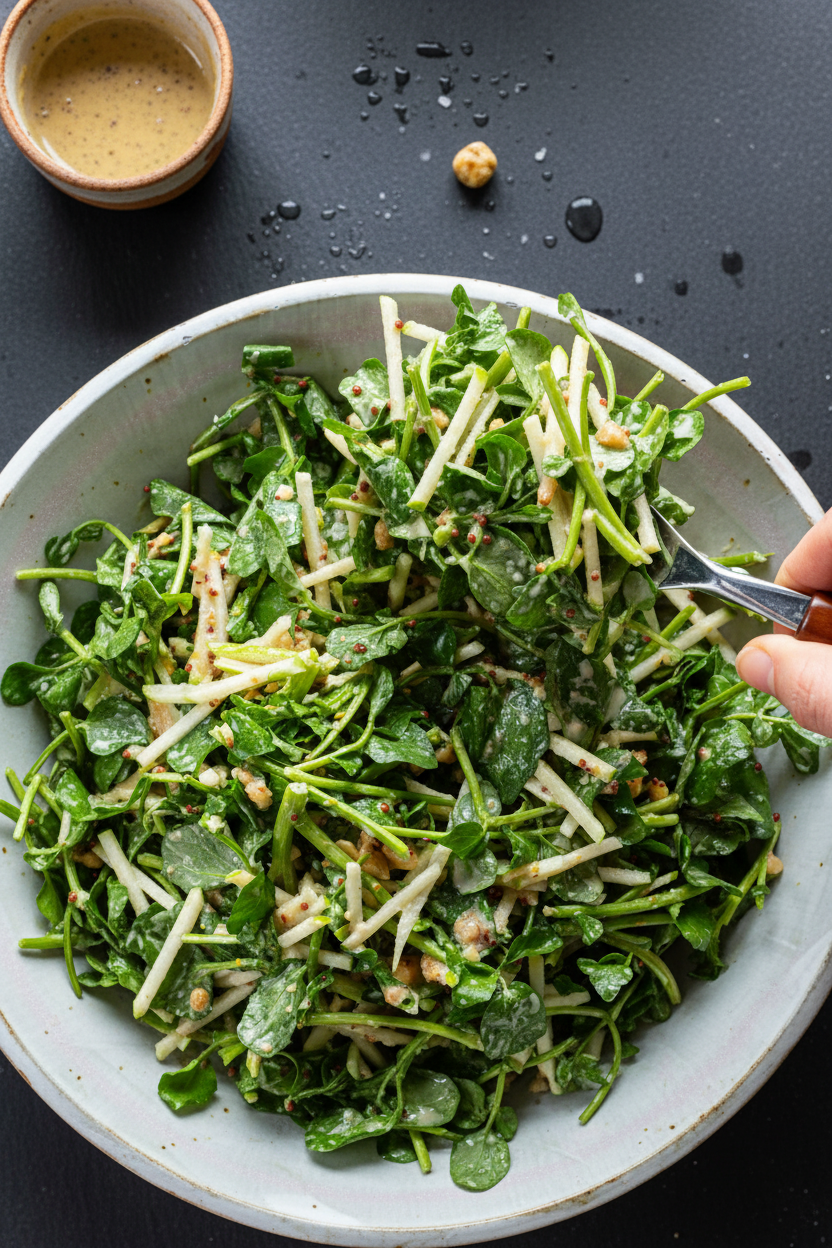 Maple Hazelnut Watercress and Apple Salad