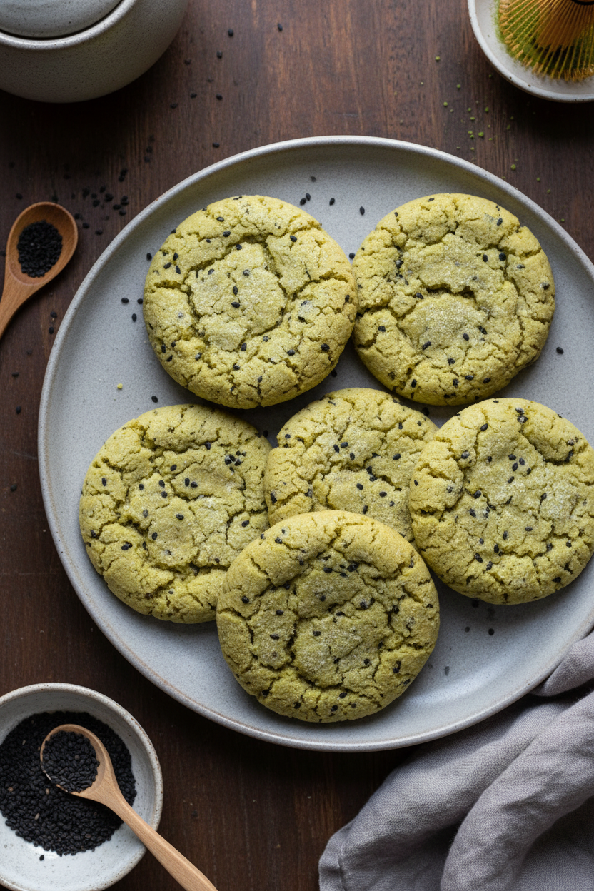 Matcha and Black Sesame Sugar Cookies
