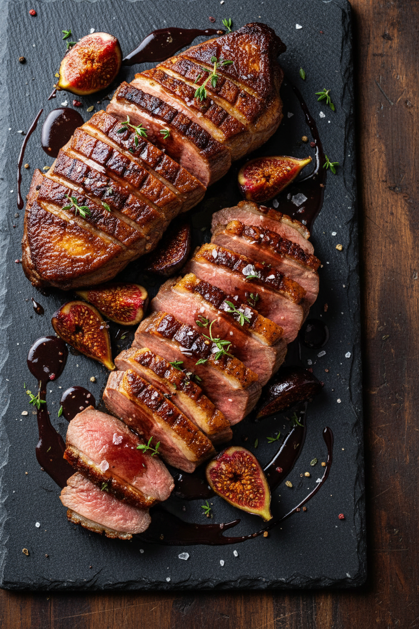 Pan Seared Duck Breast with Fig Port Glaze