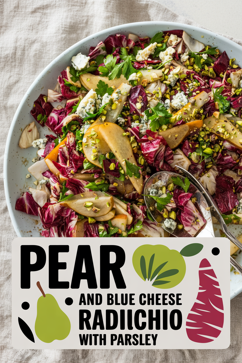Pear and Blue Cheese Radicchio Salad with Parsley