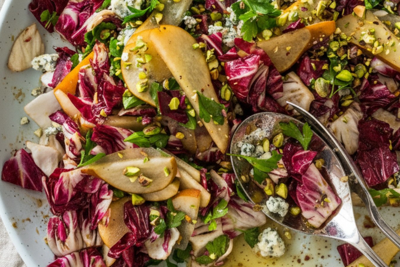 Pear and Blue Cheese Radicchio Salad with Parsley