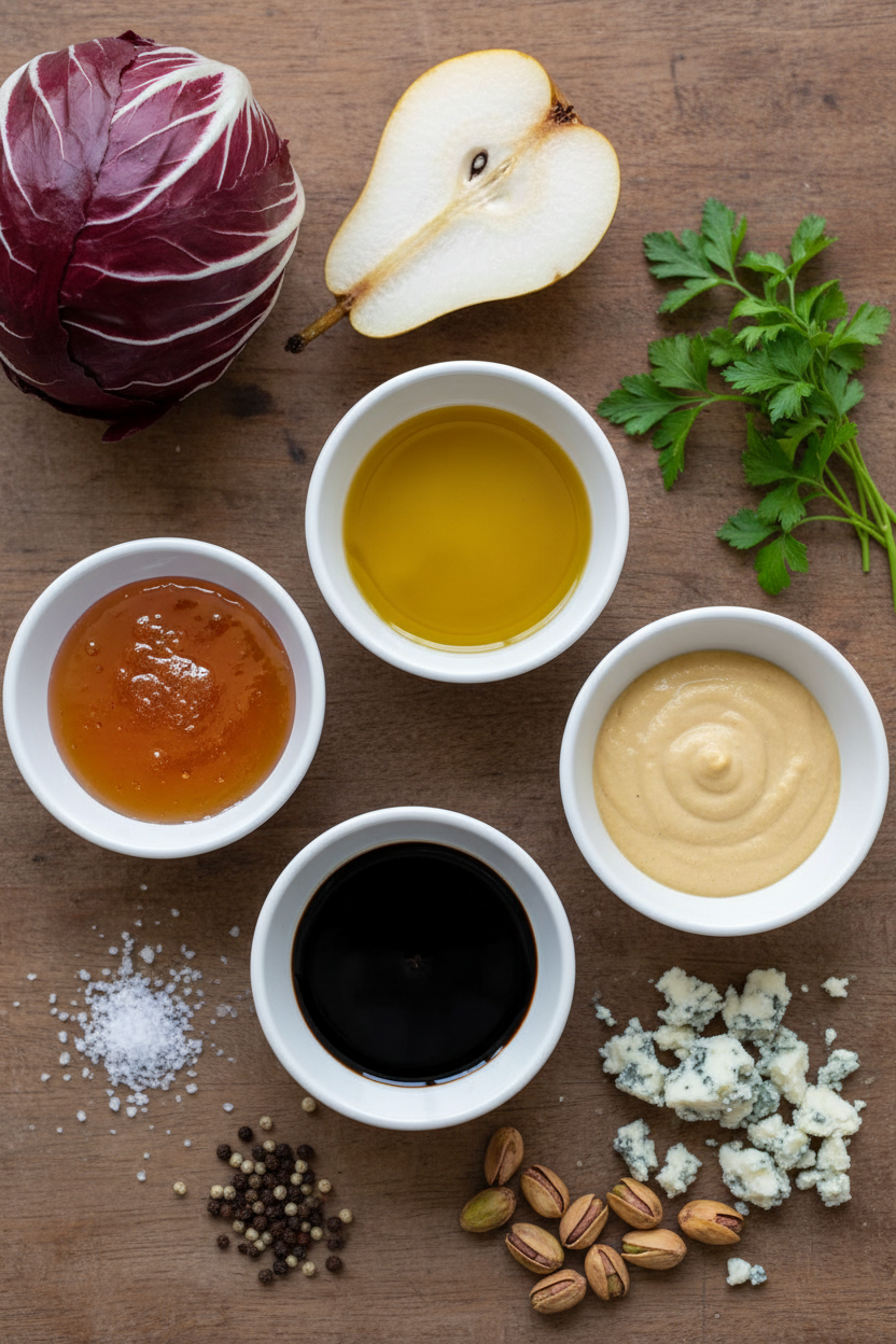 Pear and Blue Cheese Radicchio Salad with Parsley
