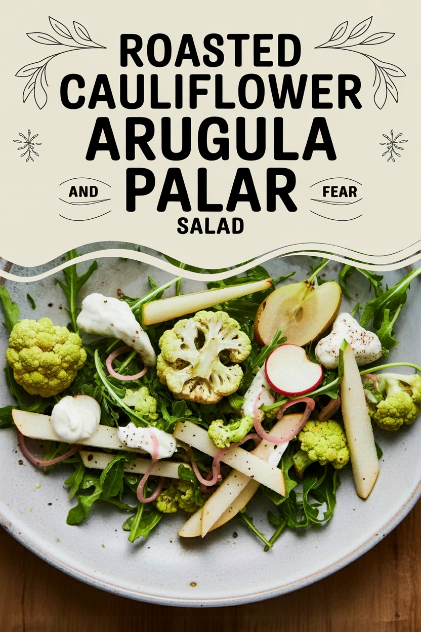 Roasted Cauliflower Arugula and Pear Salad
