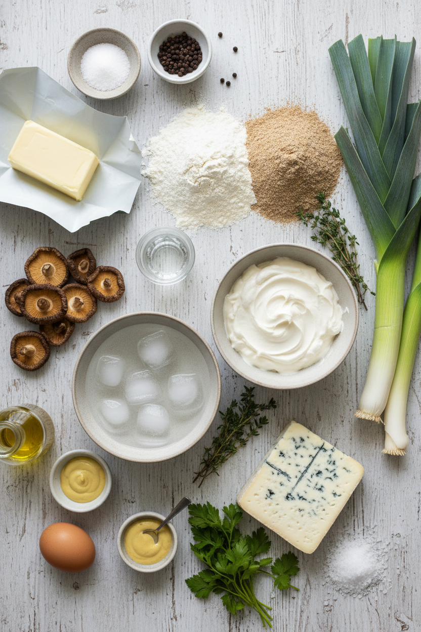 Savory Mushroom Leek and Gorgonzola Galette
