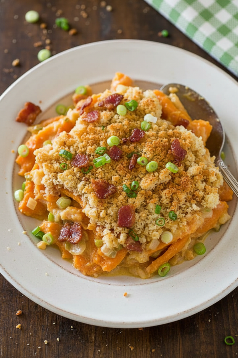 Savory Sweet Potato Bake with Crispy Bacon