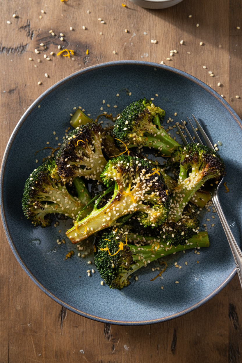 Sesame Orange Skillet Roasted Broccoli