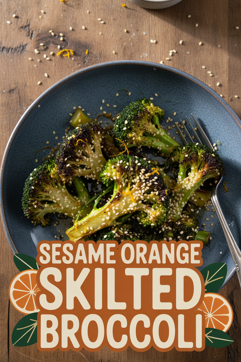 Sesame Orange Skillet Roasted Broccoli
