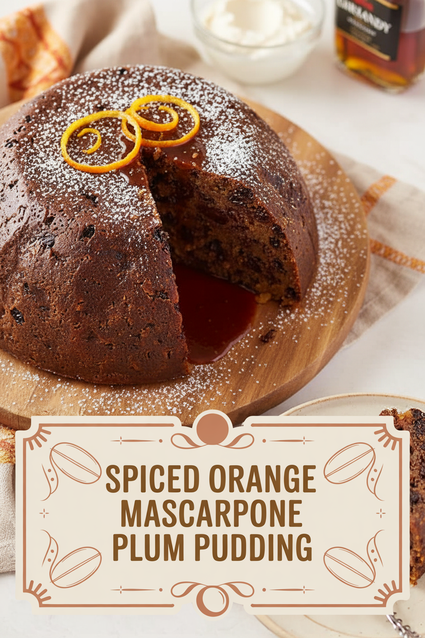 Spiced Orange Mascarpone Plum Pudding