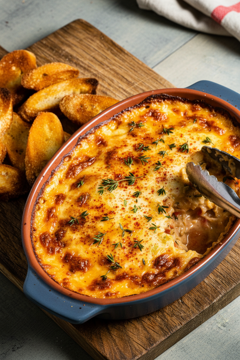 Spicy Crab and Cheddar Bake