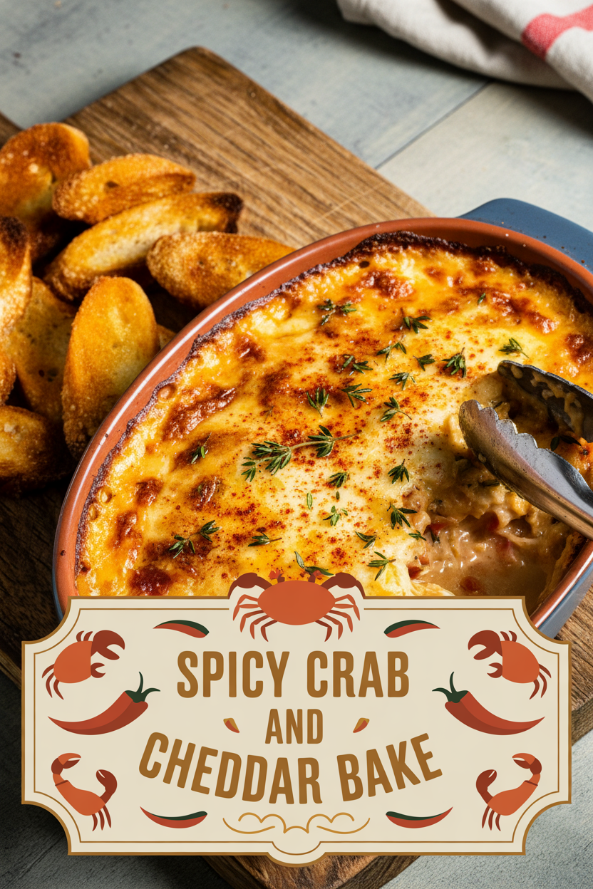 Spicy Crab and Cheddar Bake