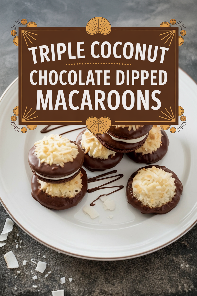 Triple Coconut Chocolate Dipped Macaroons